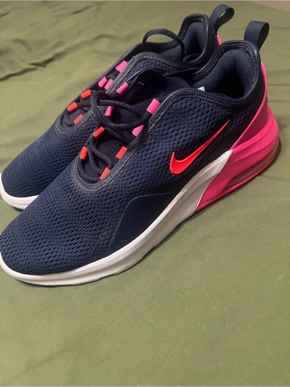 Nike Women's Navy Athletic Sneakers with Pink and Red Accents